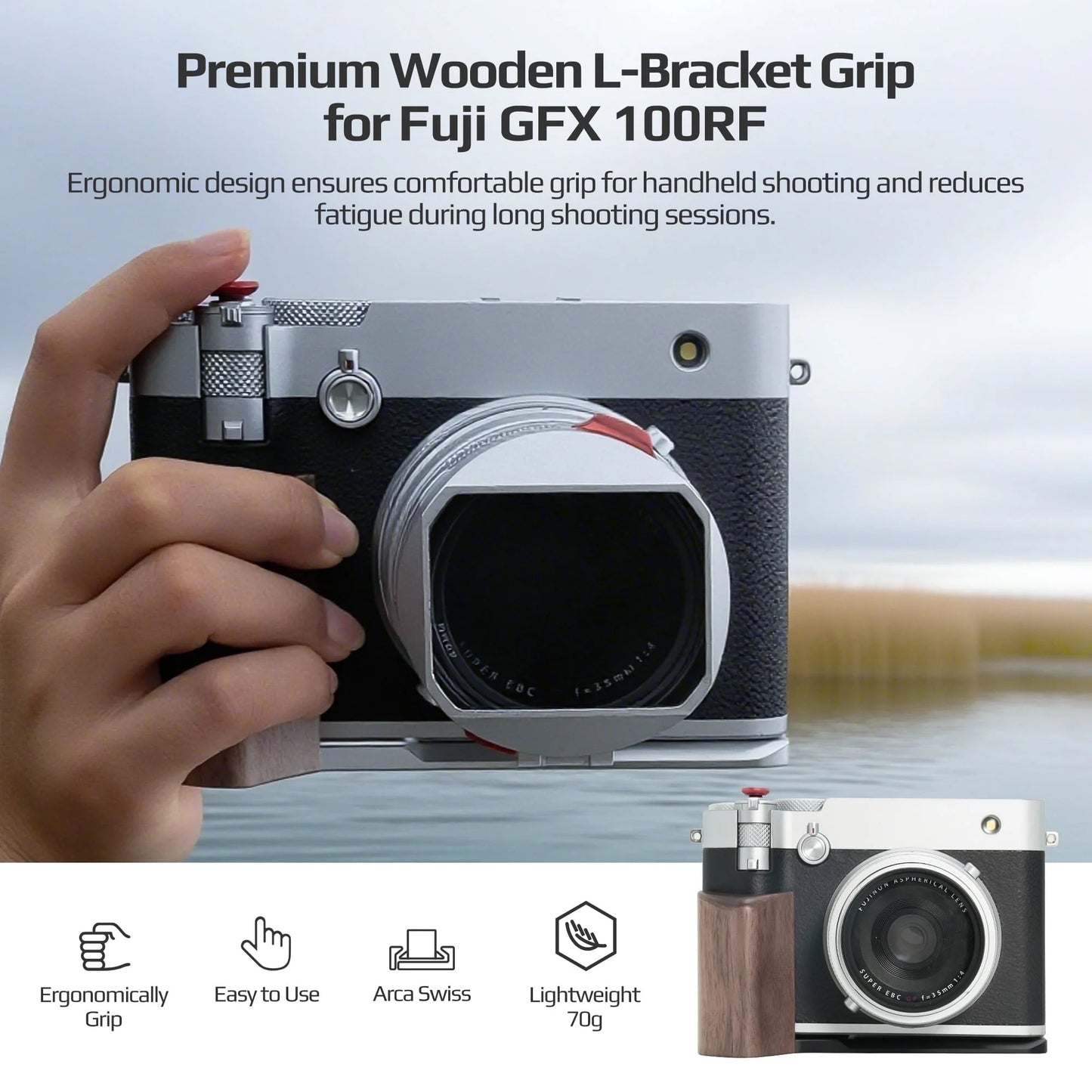 Freewell - Fuji GFX100RF L-Bracket Wooden Grip