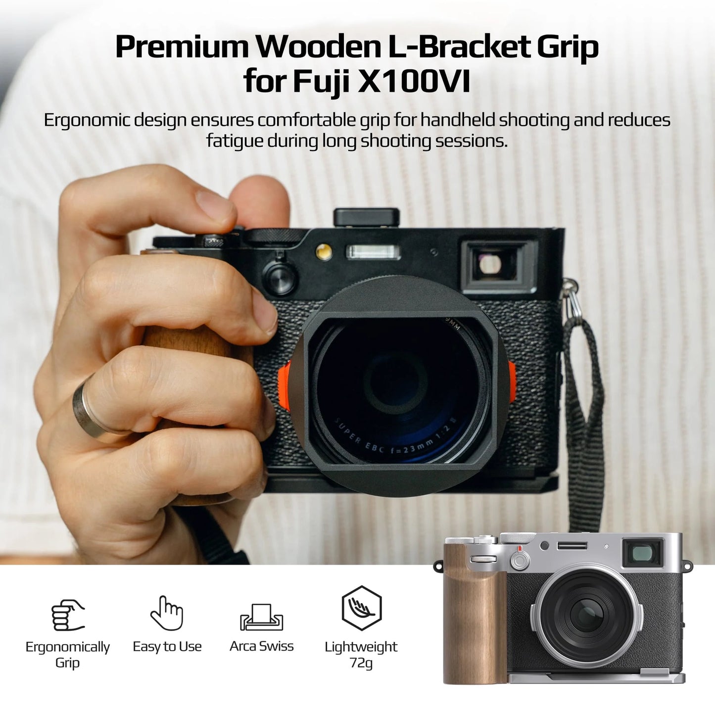 Freewell - Fuji X100VI L-Bracket Wooden Grip