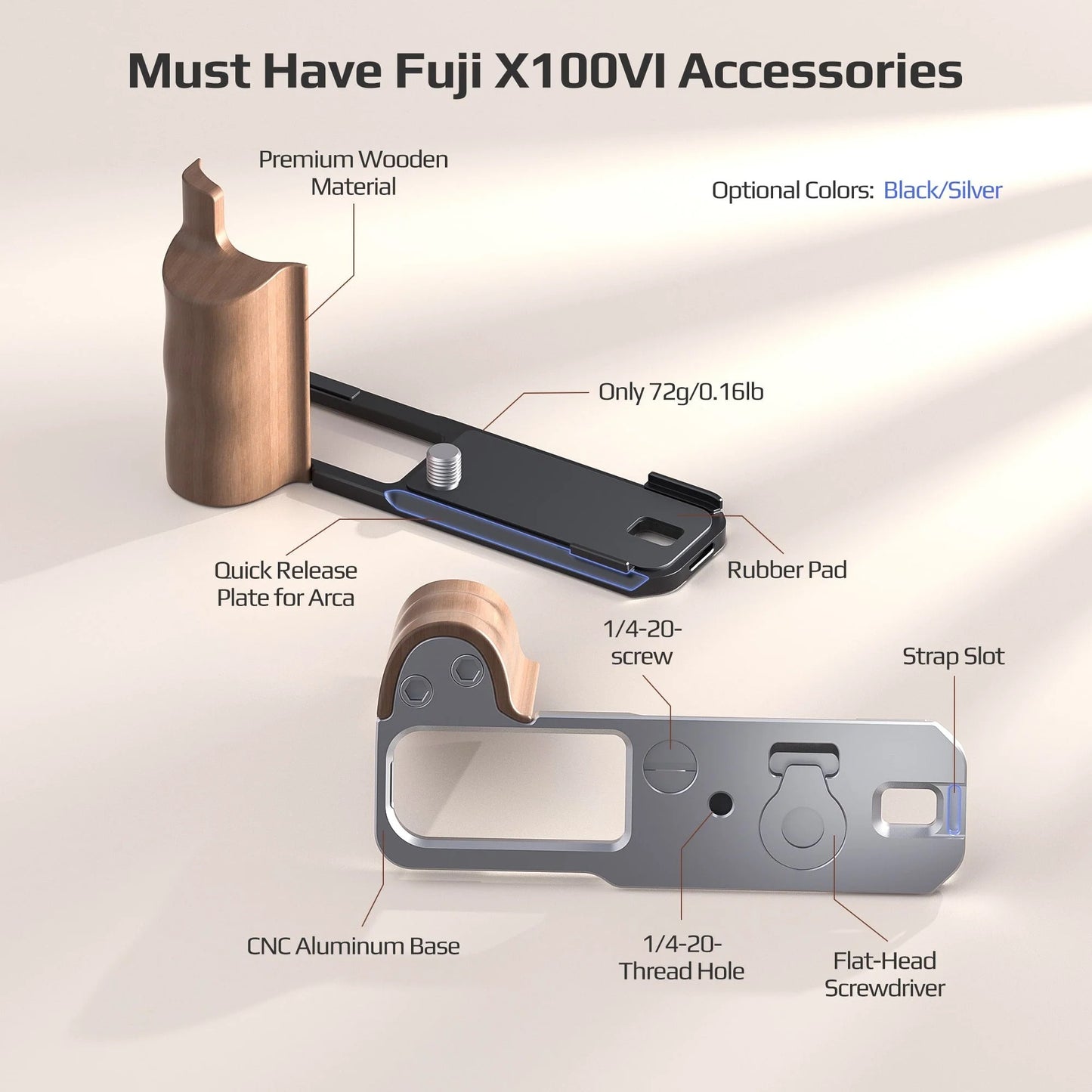 Freewell - Fuji X100VI L-Bracket Wooden Grip