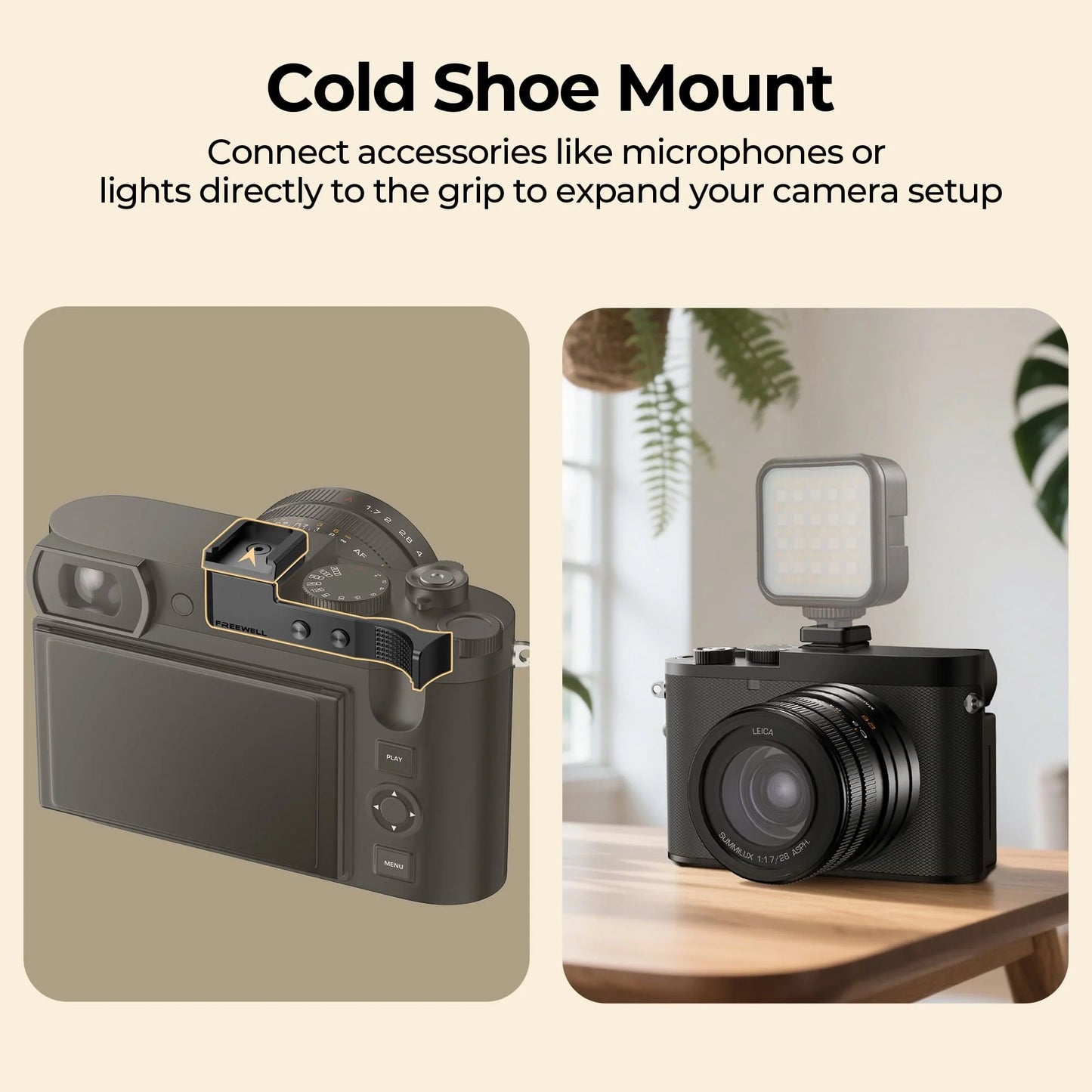 Freewell - Leica Q3 28/43 Thumb Grip with Cold Shoe Mount